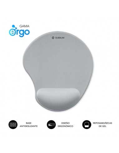 Subblim Ergo Neogel Alfombrilla Ergonomica para Raton - Espuma Elastica - Microtexturizada Impermeable - Base Antideslizante
