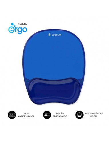 Subblim Ergo Crystal Flex Alfombrilla Ergonomica para Raton - Gel Refrigerante Autoajustable - DiseÃ±o Ondulado Ergonomico