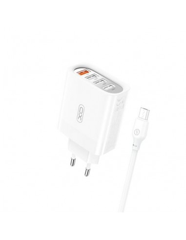 XO L100 Pack Cargador de Corriente 18W - 4x USB-A - Proteccion Intelifente-Cable USB-A a MicroUSB 2.4A