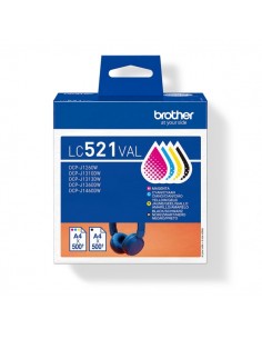 Brother LC521VAL Pack de 4 Cartuchos de Tinta Original (BK C M Y) - LC521VAL
