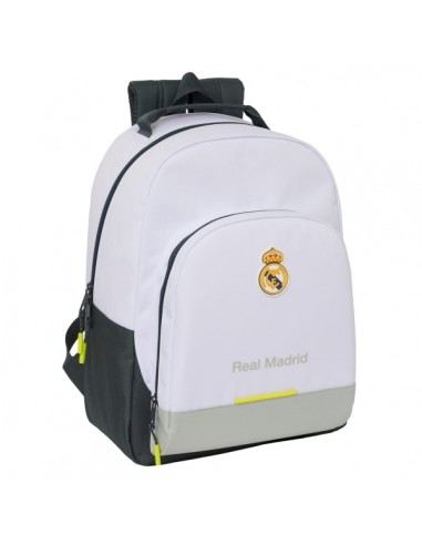 Safta Real Madrid 1Â-Equipacion 25 26 Mochila Escolar - Adaptable a Carro - Asa de Mano - 32x42x15cm - Color Blanco