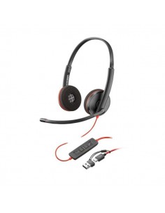 Plantronics Poly Blackwire 3220 USB-C Auriculares con Microfono - Almohadillas Acolchadas - Controles en Cable - Adaptador