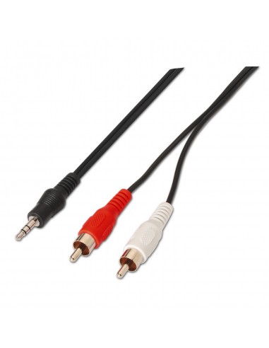 Aisens Cable Audio Estereo - JACK 3.5 M-2xRCA Macho - 3.0m - Color Negro