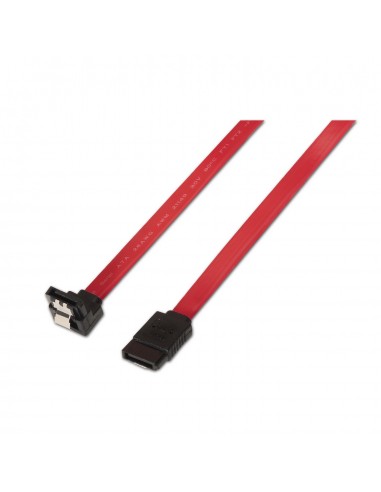 Aisens Cable SATA III Datos 6G Datos Acodado con Anclajes - 0.5m para Disco Duro SATA I - II - III SSD - Color Rojo