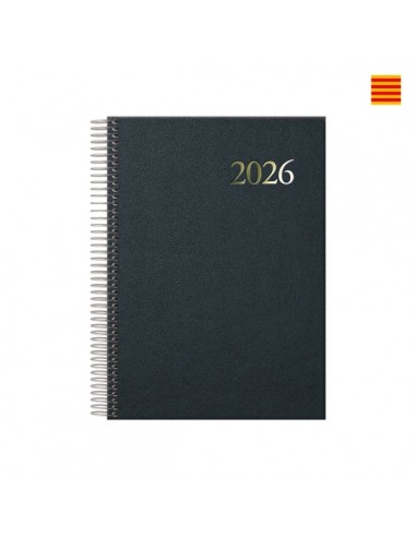 Dohe Segovia Agenda Anual Espiral en Catalan - Dia Pagina - Sabado y Domingo misma Pagina - TamaÃ±o 14x20cm - Color Negro