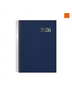 Dohe Segovia Agenda Anual Espiral en Catalan - Dia Pagina - Sabado y Domingo misma Pagina - TamaÃ±o 14x20cm - Color Azul