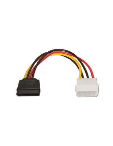 Aisens Cable SATA Alimentacion - Molex 4pin M-SATA Hembra - 16cm - 100-Cobre - Color Negro