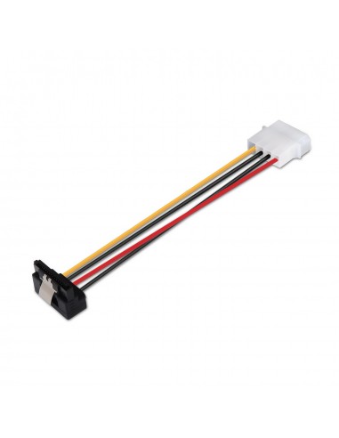 Aisens Cable SATA alim Acodado con Anclajes - Molex 4pin M-SATA Hembra - 16cm - 100-Cobre - Color Negro
