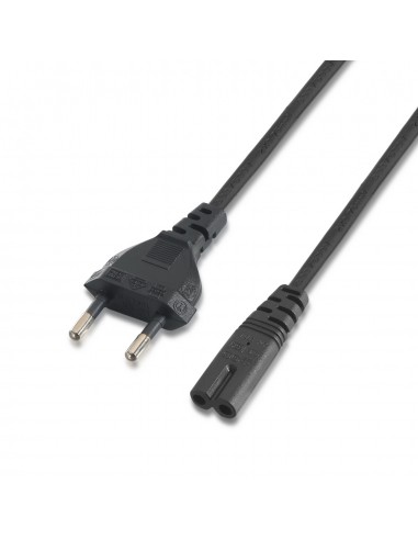Aisens Cable Alimentacion Forma 8 - CEE7 16 M-C7 H - 1.5m - 100-Cobre Puro AWG18 - Color Negro