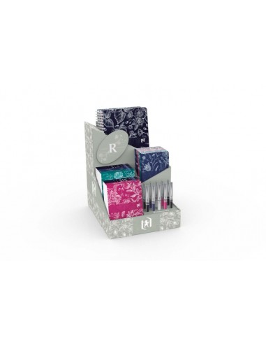 Oxford Romance Expositor con 10 Blocs Grapados A6-10 Libreta Grapadas A6-5 Cuadernos Espiral A5 y 10 Boligrafos