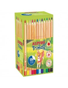 Alpino Trimax Economy Pack de 120 Lapices de Colores Triangulares Gruesos-2 Sacapuntas - Mina de 5.4mm - Resistente al Agua