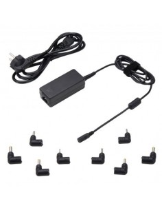 Ewent Cargador Universal para Portatil de 45W - 8 Clavijas Intercambiables - Automatico - Gestion Inteligente de Corriente -