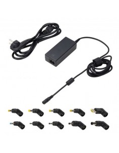 Ewent Cargador Universal para Portatil de 65W - 10 Clavijas Intercambiables - Automatico - Gestion Inteligente de Corriente -
