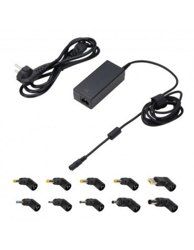 Ewent Cargador Universal para Portatil de 65W - 10 Clavijas Intercambiables - Automatico - Gestion Inteligente de Corriente -
