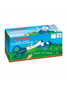 Alpino Tijera Escolar para Zurdos 13cm - Acero Inoxidable - Punta Roma - Colores Surtidos