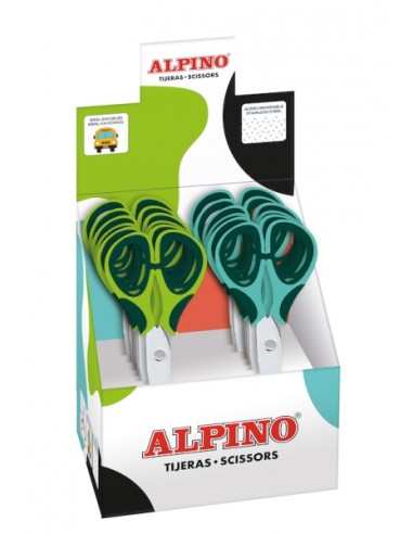 Alpino Colorfull Tijera Escolar 13cm - Acero Inoxidable - Punta Roma - Colores Surtidos