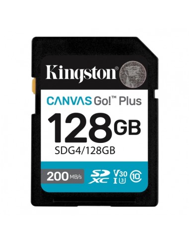 Kingston Tarjeta SDXC 128GB UHS-I U3 V30 Clase 10 200MB s Canvas Go Plus