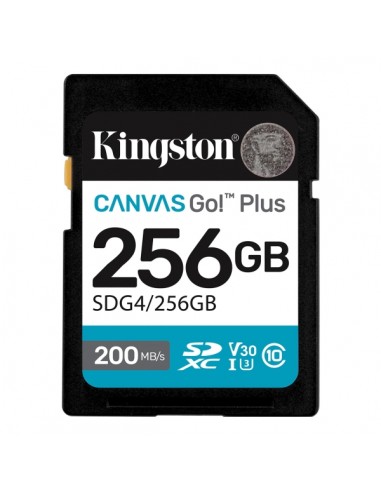 Kingston Tarjeta SDXC 256GB UHS-I U3 V30 Clase 10 200MB s Canvas Go Plus