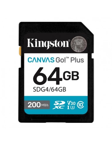Kingston Tarjeta SDXC 64GB UHS-I U3 V30 Clase 10 200MB s Canvas Go Plus