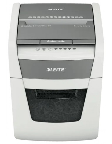 Leitz IQ Autofeed 50X P4 Destructora Automatica de Papel Corte en Particulas P-4 - Autoalimentacion 50 Hojas-Manual 6 Hojas