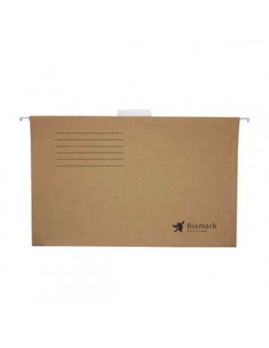 Bismark Pack de 3 Carpetas Colgantes TamaÃ±o Folio Prolongado - Fabricadas en Kraft Marron de 230gr - Varilla de Aluminio