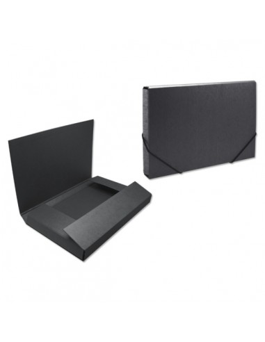 Bismark Carpeta para Proyectos - Medidas 350x230x50mm - Fabricada en Carton - Cierre con Gomas - Color Negro