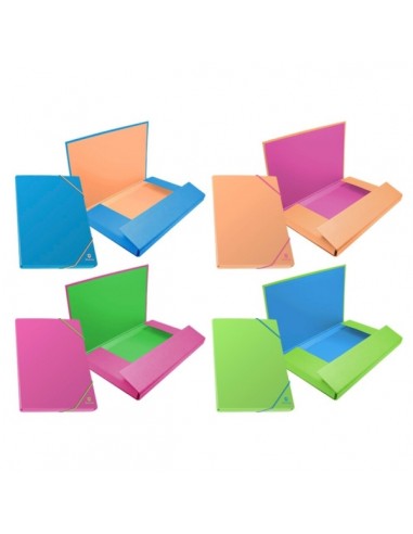 Bismark Carpeta para Proyectos - Lomo de 30mm - Fabricada en Carton - Cierre con Gomas - Colores Neon Surtidos