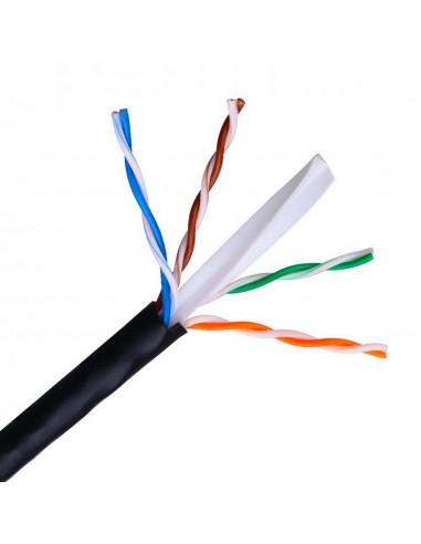 Aisens Cable de Red Exterior Impermeable RJ45 Cat.6 UTP Rigido AWG24 - Bobina de 100m 100-Cobre para la Instalacion -