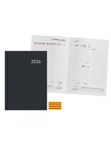 Ingraf Paris Agenda Anual en Catalan - Semana Vista - TamaÃ±o 15x21cm - Color Negro
