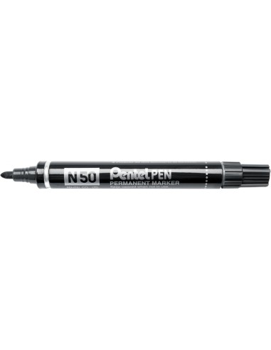 Pentel Pen N50 Rotulador Permanente - Punta de 4.3mm - Resistente a Agua y Luz - Color Negro
