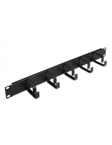 Aisens Organizador de Cables Metalico con 5 anillos - 19" 1U - Color Negro
