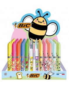 Bic Kawaii Pack de 144uds-Expositor con Capacidad para 60uds - Incluye 120 Marcadores Fluorescentes Highlighter Grip en