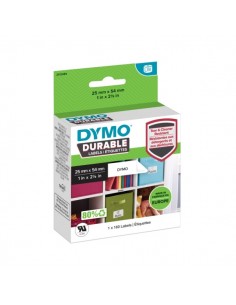 Dymo Durable Pack de 160 Etiquetas Originales para Rotuladora - Texto Negro sobre Fondo Blanco - 25mmx54mm - 2112283