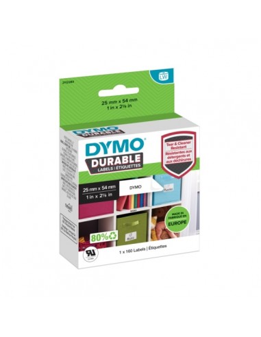 Dymo Durable Pack de 160 Etiquetas Originales para Rotuladora - Texto Negro sobre Fondo Blanco - 25mmx54mm - 2112283