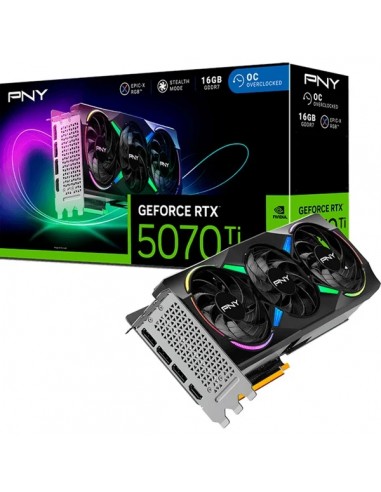 PNY GeForce RTX 5070 Ti Tarjeta Grafica 16GB GDDR7 Overclocked Triple Fan Reflex 2 AI NVIDIA DLSS4