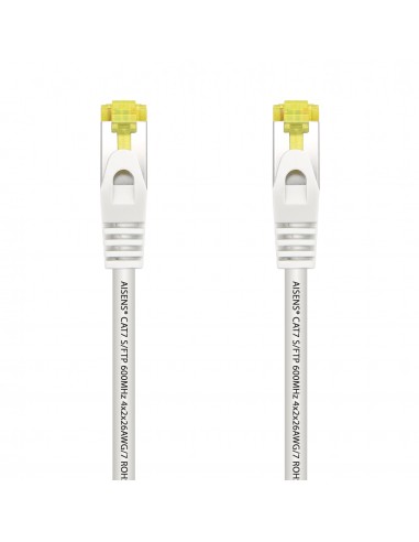 Aisens Cable de Red Latiguillo RJ45 LSZH Cat.7 600 MHz S FTP PIMF AWG26 - 1.0M - Color Blanco