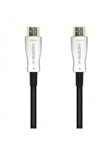 Aisens Cable HDMI V2.0 AOC (Active Optical Cable) Premium Alta Velocidad-HEC 4K@60HZ 18GBPS - A M-A M - 20m - Color Negro
