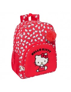 Safta Hello Kitty "Iconic" Mochila Infantil - Adaptable a Carro - Asa de Mano - Bolsillos Laterales - 33x42x14cm - Color Rojo