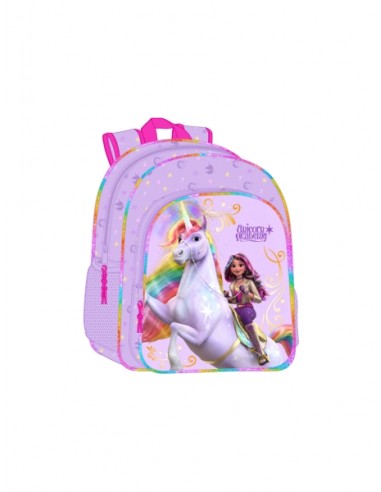Safta Unicorn Academy Mochila Infantil - Adaptable a Carro - Asa de Mano - Bolsillos Laterales - 33x42x14cm - Color Lila