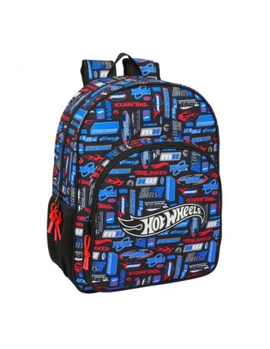 Safta Hot Wheels Mochila Infantil - Adaptable a Carro - Asa de Mano - Bolsillos Laterales - 33x42x14cm