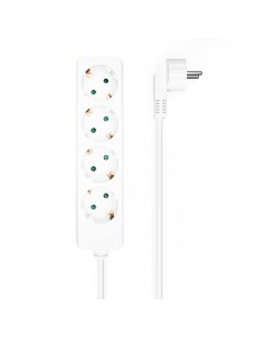 Aisens Regleta Multiple de 4 Tomas sin Interruptor con Cable 3×1.5mm2 - 1.4m - Color Blanco