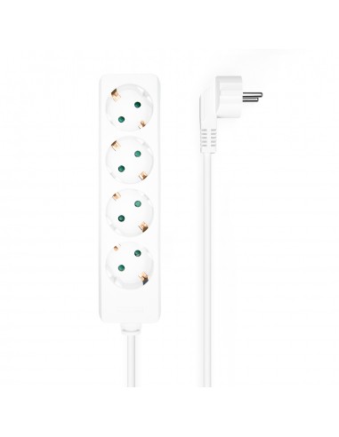 Aisens Regleta Multiple de 4 Tomas sin Interruptor con Cable 3×1.5mm2 - 1.4m - Color Blanco