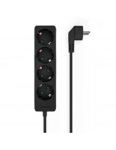Aisens Regleta Multiple de 4 Tomas sin Interruptor con Cable 3×1.5mm2 - 1.4m - Color Negro