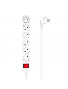 Aisens Regleta Multiple de 6 Tomas con Interruptor con Cable 3×1.5mm2 - 1.4m - Color Blanco