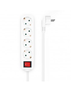 Aisens Base Multiple 4 Tomas con Interruptor con Cable 3×1.5mm2 - 1.4m - Color Blanco