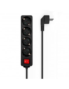 Aisens Base Multiple 4 Tomas con Interruptor con Cable 3×1.5mm2 - 1.4m - Color Negro