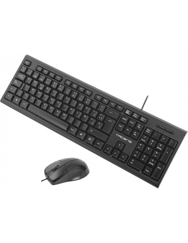 Tacens Pack USB Teclado-Raton Ergonomico 1200dpi 3 Botones - Cable de 1.30m