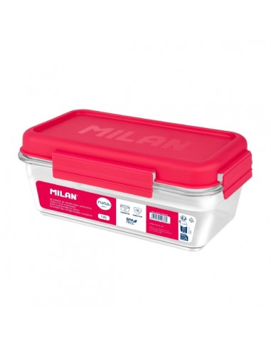 Milan Coleccion Nata 624 Fiambrera Hermetica de Tritan Rectangular 1.2L - Apta para Microondas-Lavavajillas y Congelador -