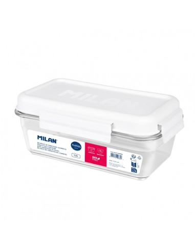 Milan Coleccion Nata 624 Fiambrera Hermetica de Tritan Rectangular 1.2L - Apta para Microondas-Lavavajillas y Congelador -