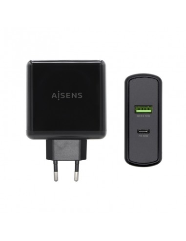 Aisens Cargador para Smartphone 48W 1x USB-C PD3.0 30W-1x USB-A QC3.0 18W
